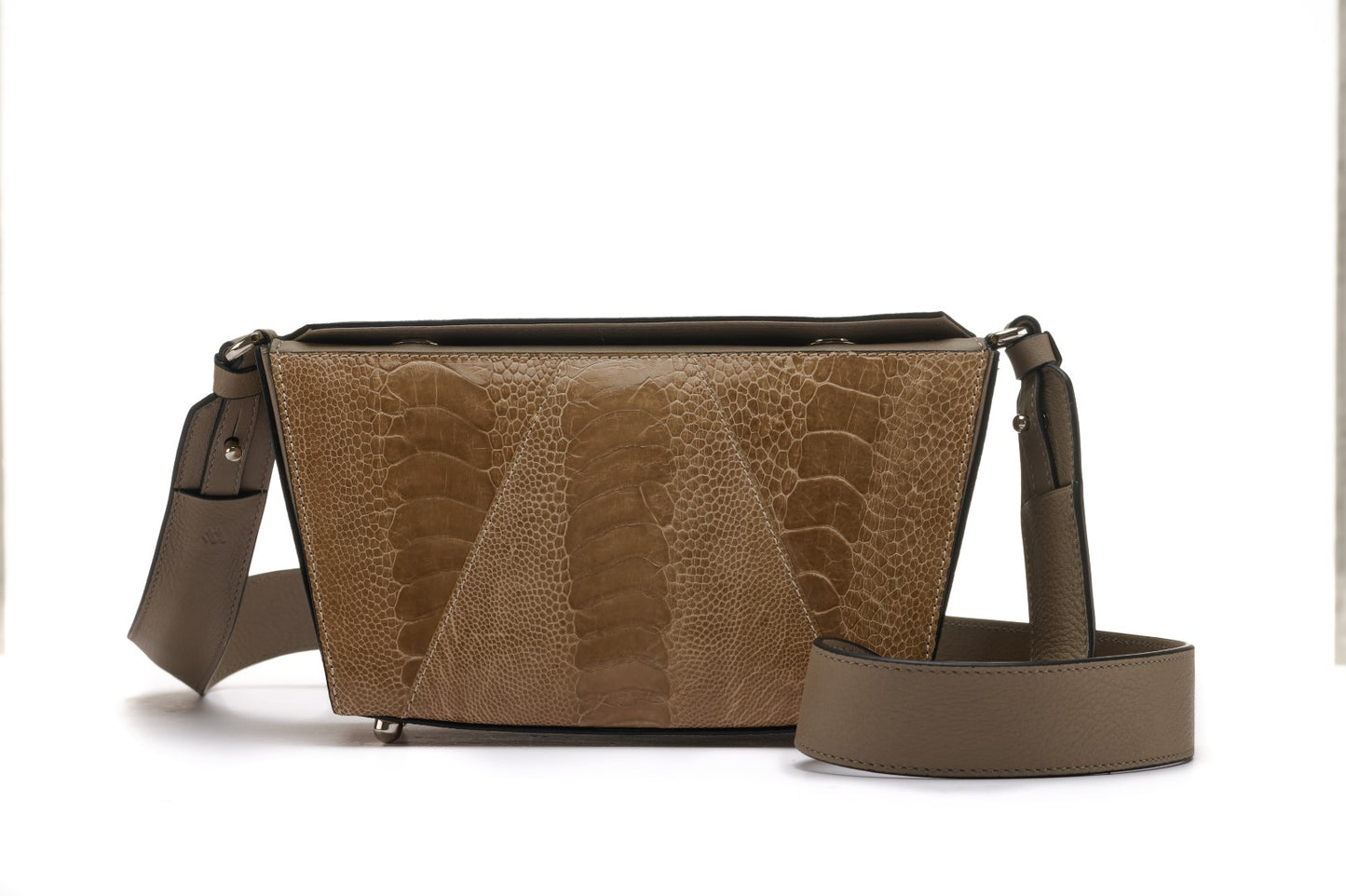 Nude Lottie Ostrich Leather Crossbody Bag