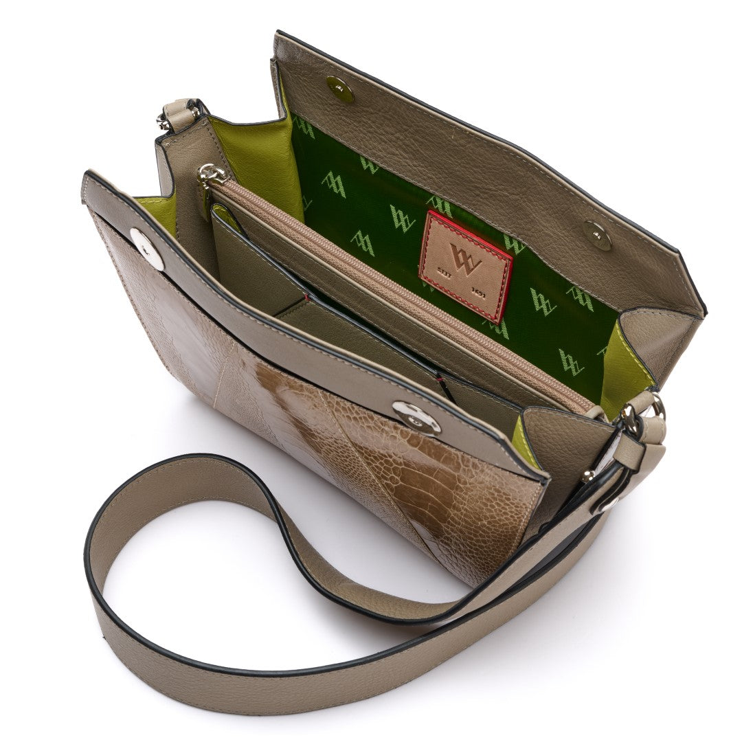 Nude Lottie Ostrich Leather Crossbody Bag