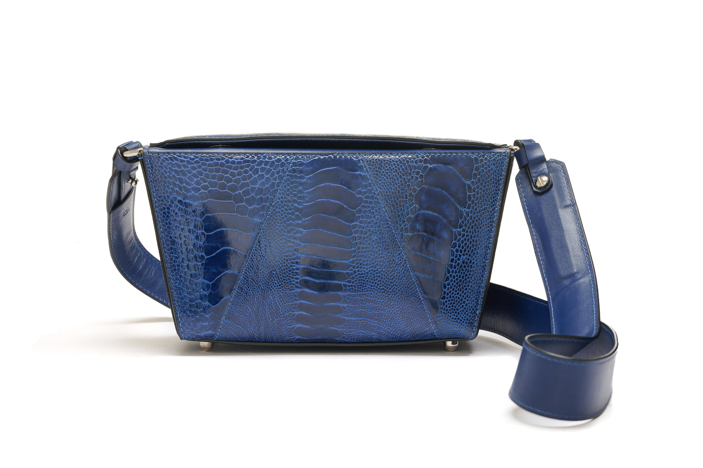 Blue Lottie Ostrich Leather Crossbody Bag