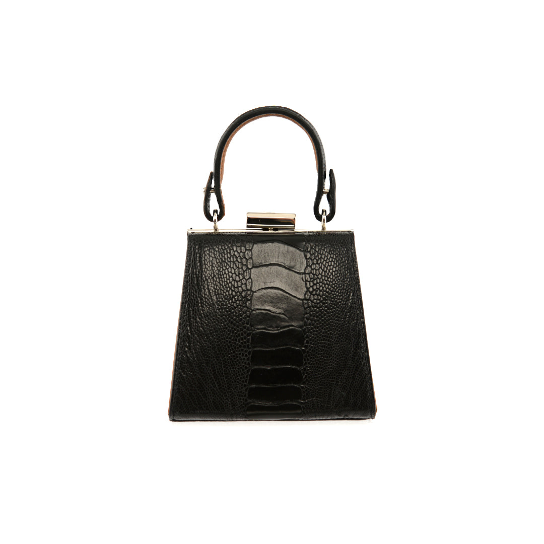Black Vegas Limited Edition Ostrich Leather Micro Bag with Coloured Gussets