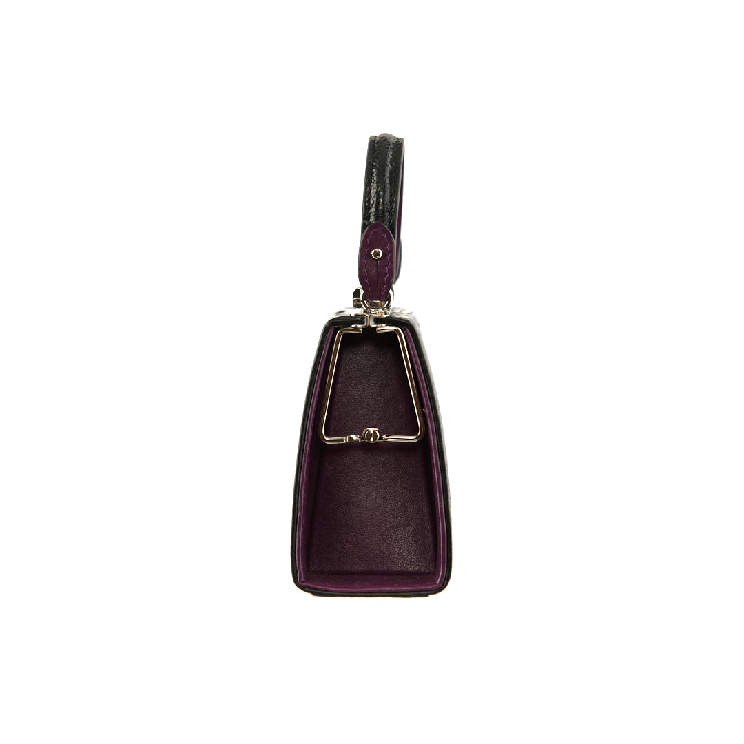 Black Vegas Limited Edition Ostrich Leather Micro Bag with Coloured Gussets