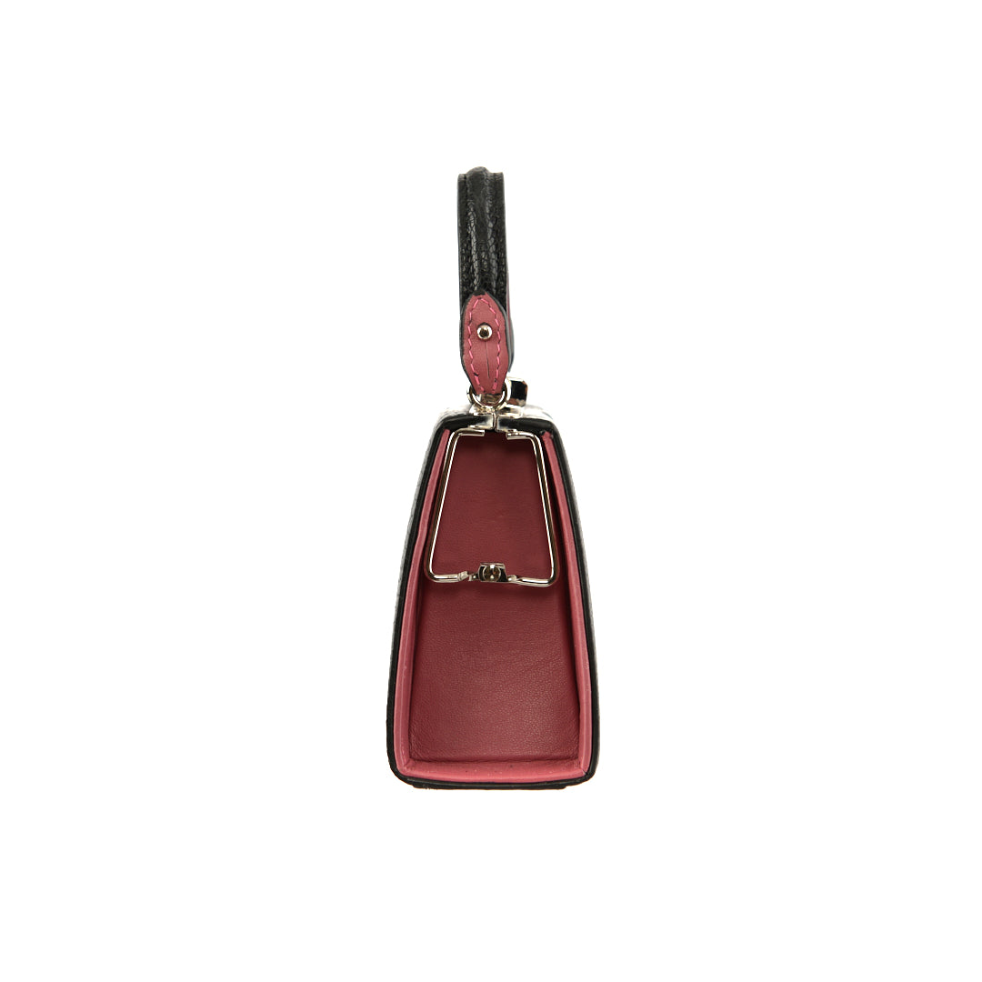 Black Vegas Limited Edition Ostrich Leather Micro Bag with Coloured Gussets