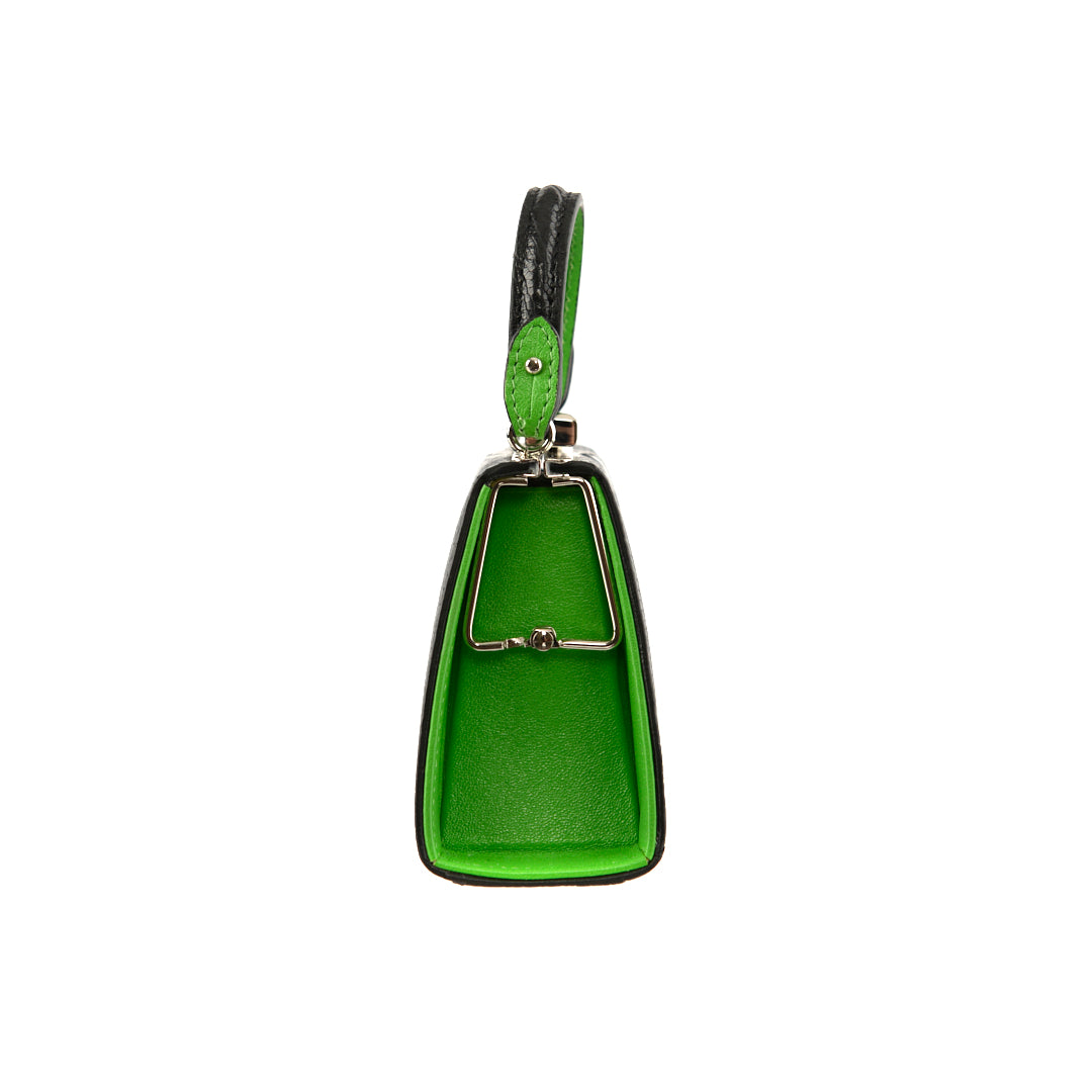 Black Vegas Limited Edition Ostrich Leather Micro Bag with Coloured Gussets