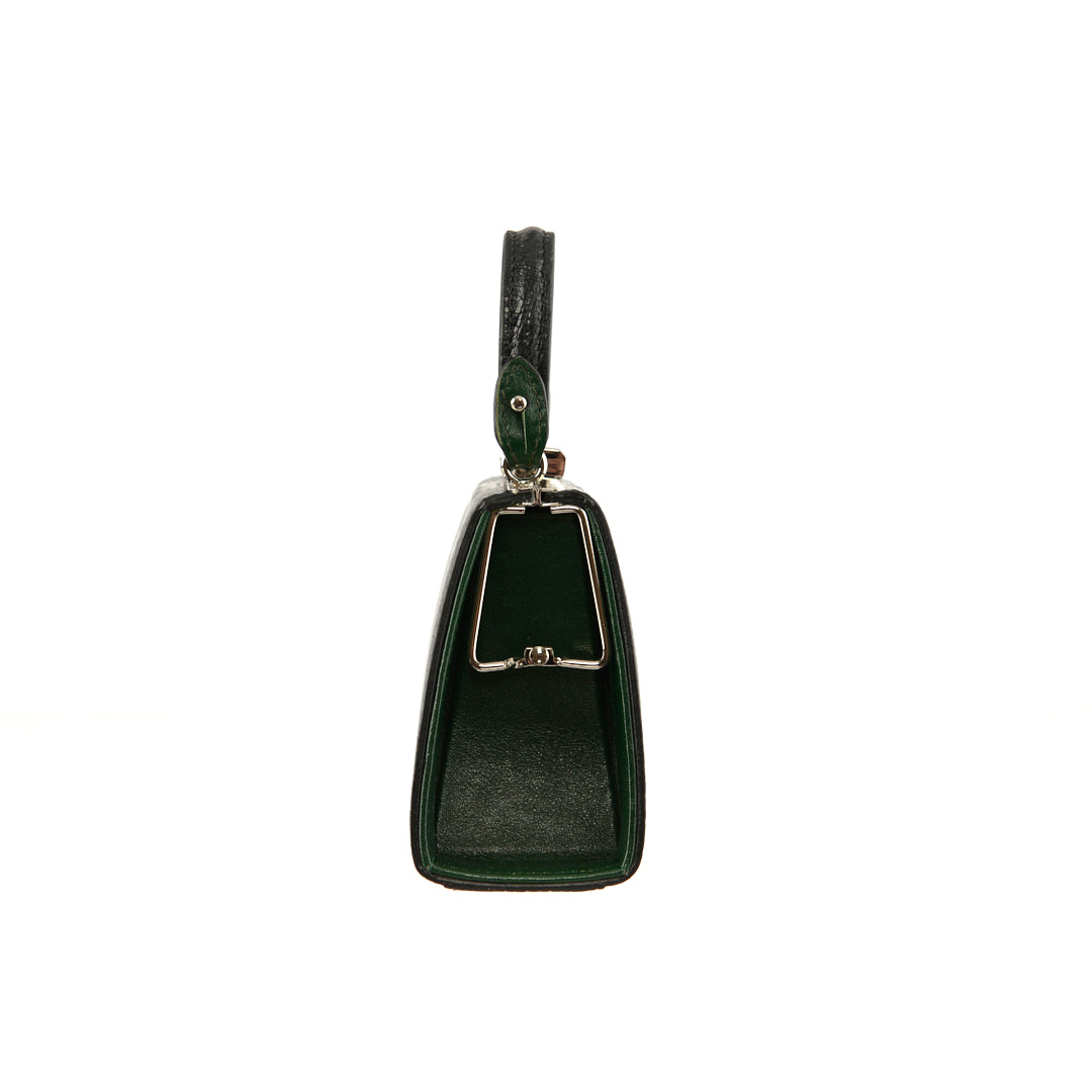 Black Vegas Limited Edition Ostrich Leather Micro Bag with Coloured Gussets