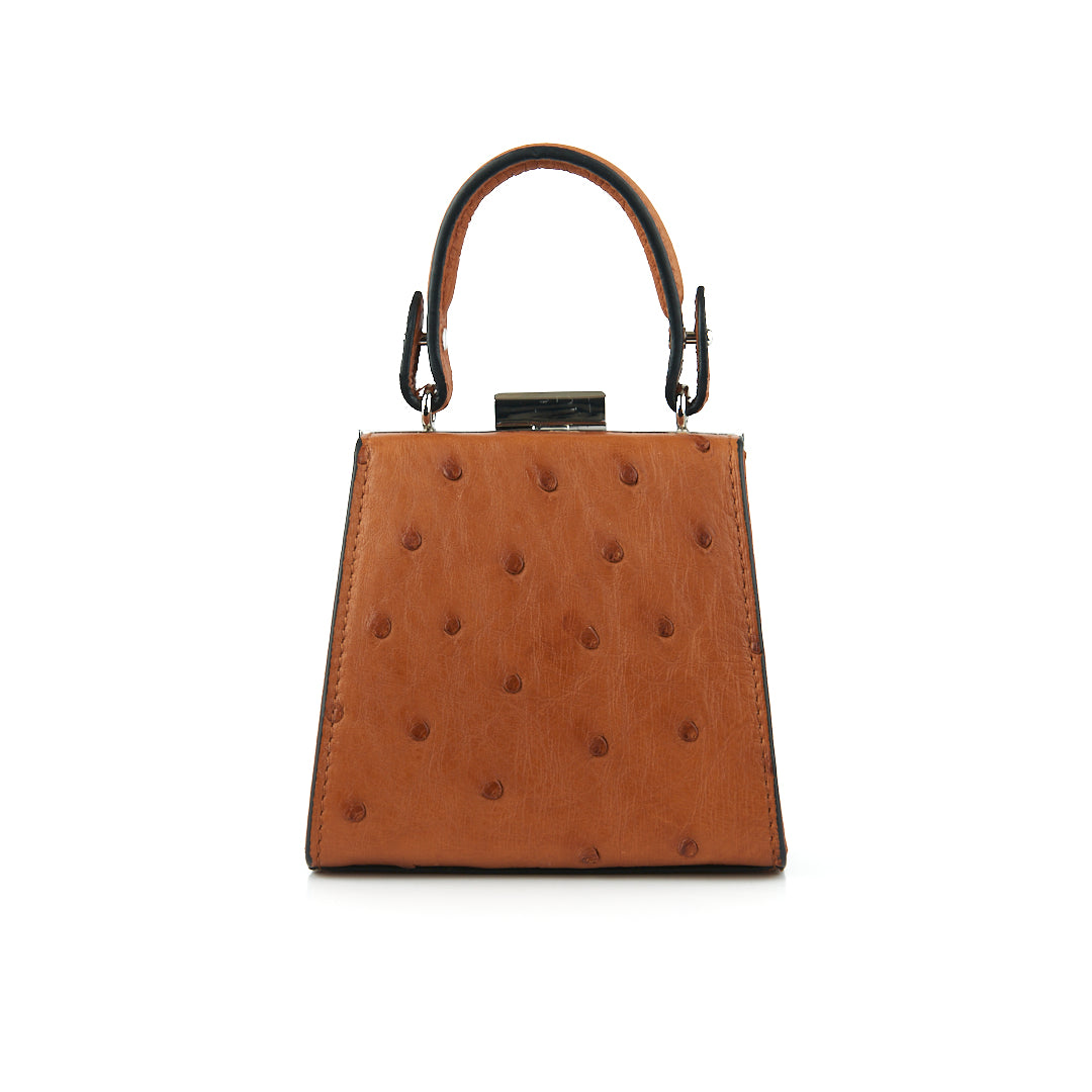 Light Brown Vegas Ostrich Leather Micro Bag