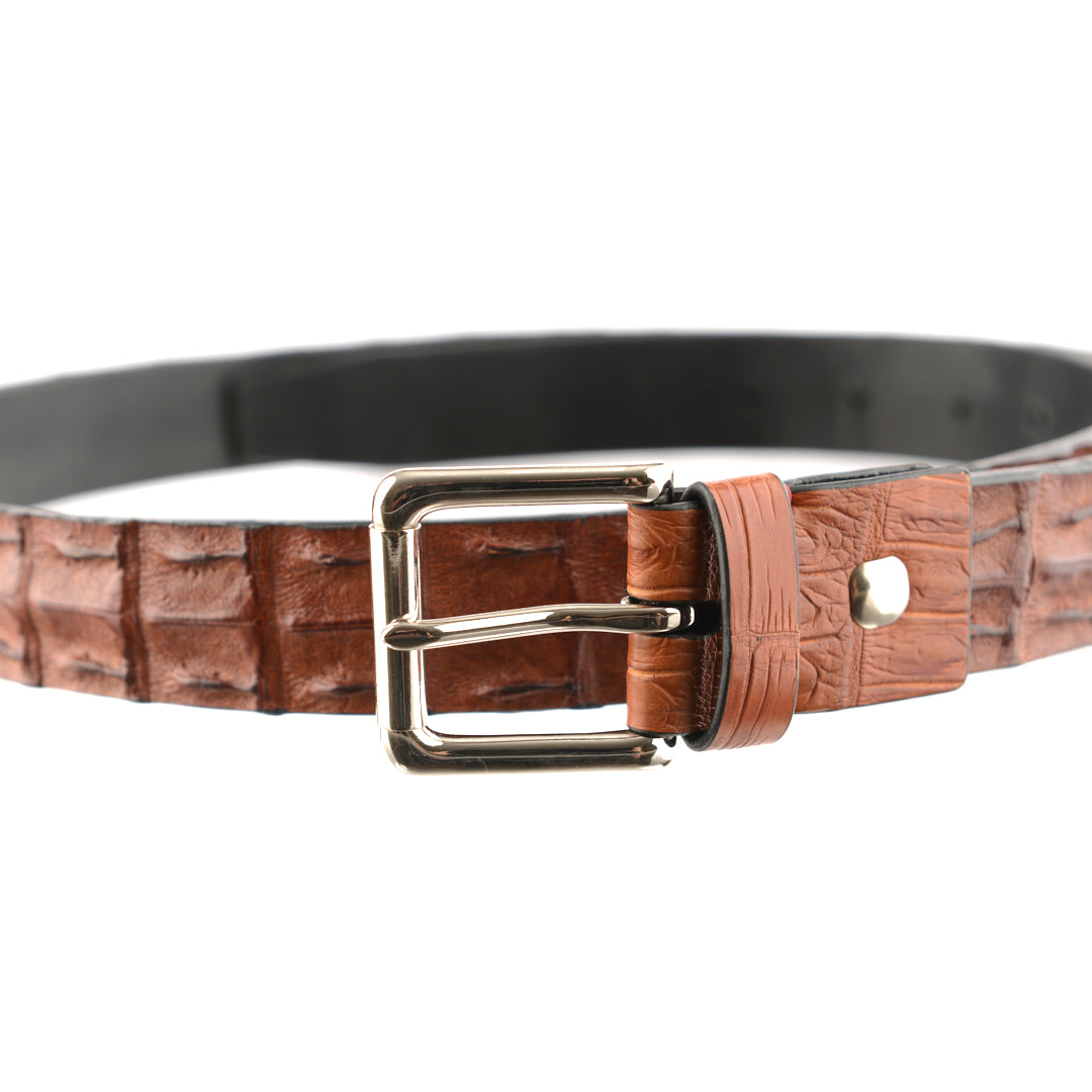 Light Brown Mens 38mm Crocodile Leather Belt