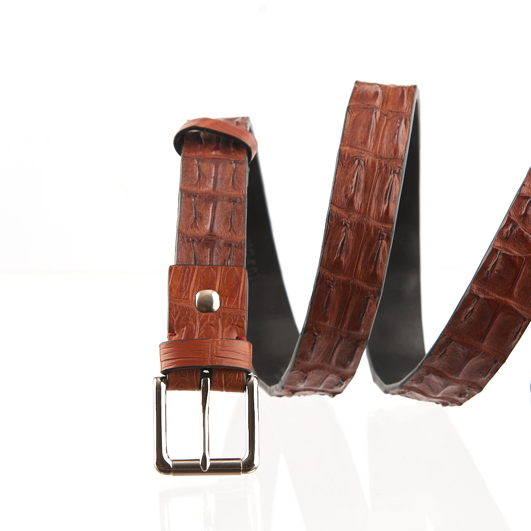 Light Brown Mens 38mm Crocodile Leather Belt