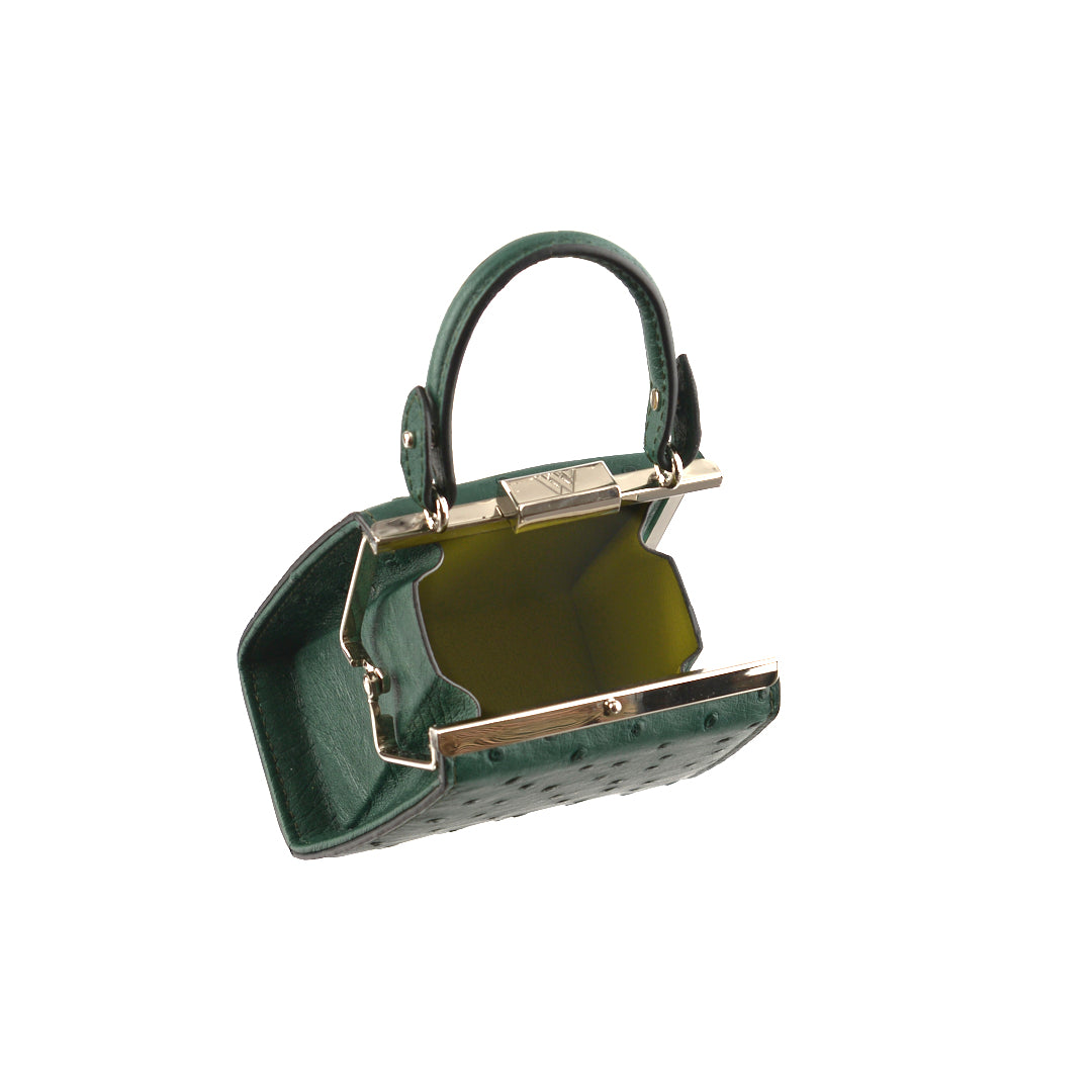 Green Vegas Ostrich Leather Micro Bag
