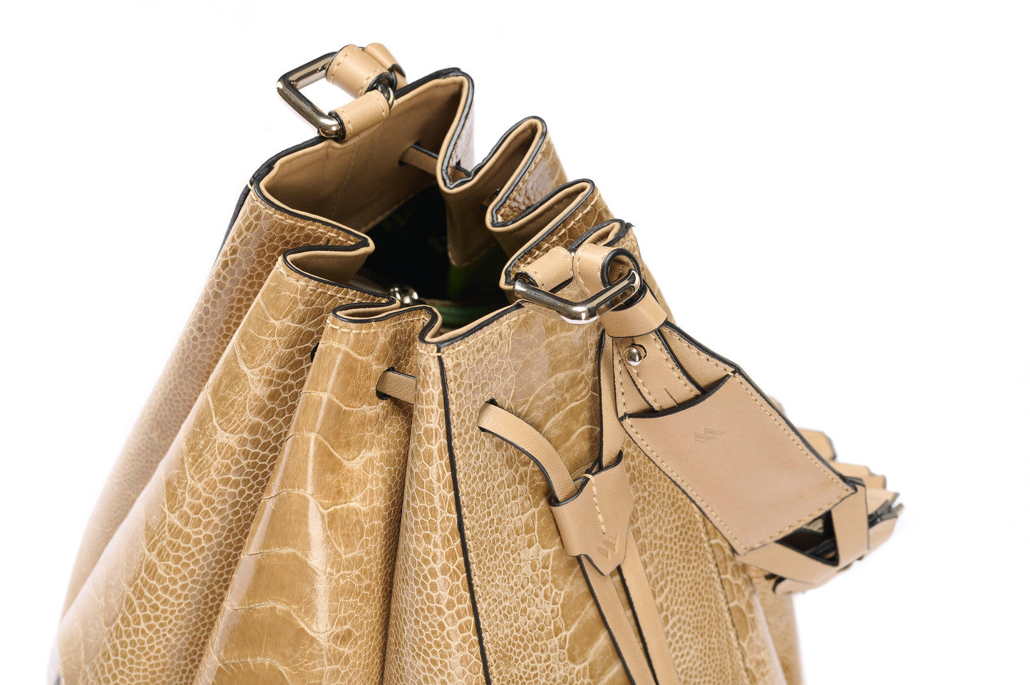 Nude Venus Ostrich Leather Bucket Bag