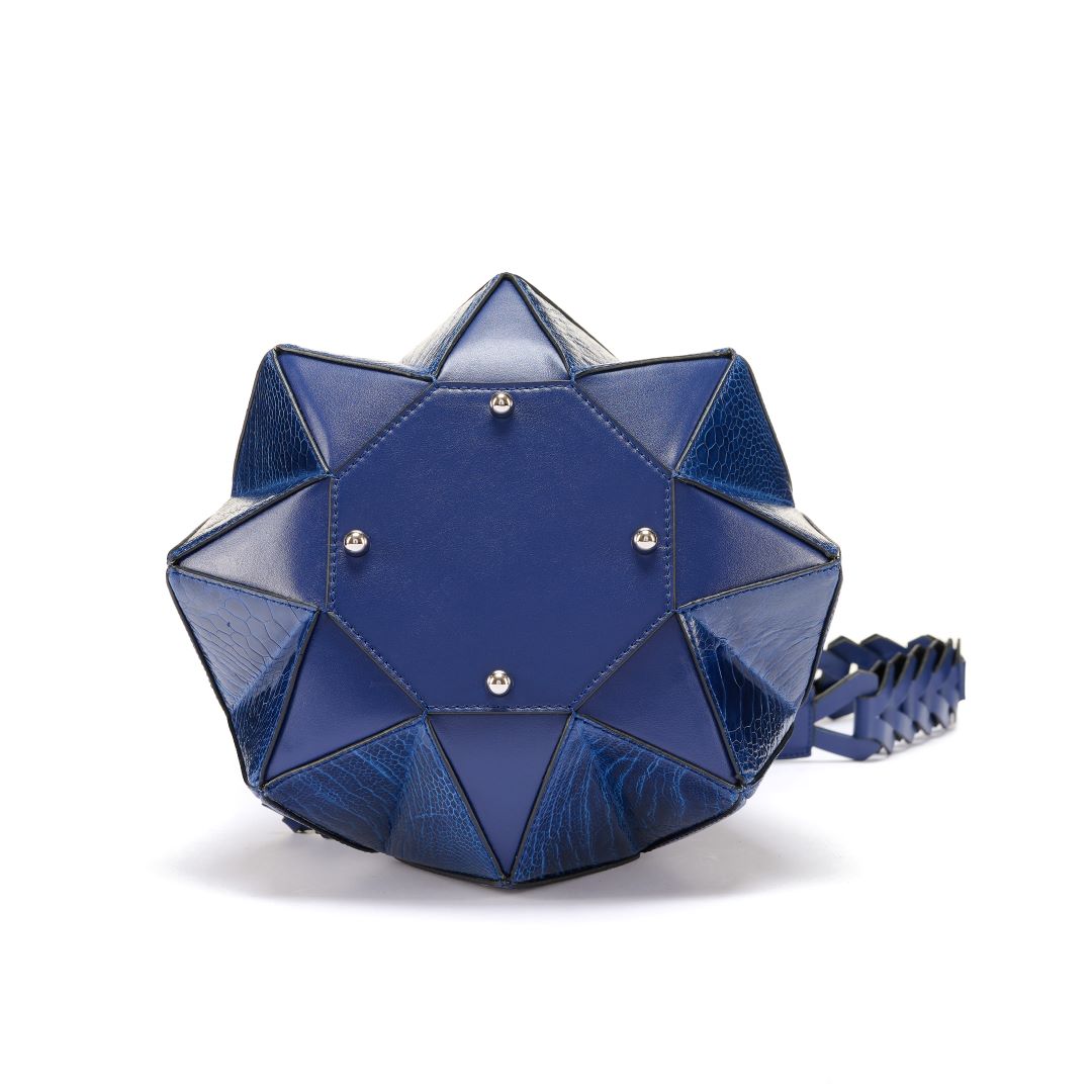 Blue Venus Ostrich Leather Bucket Bag