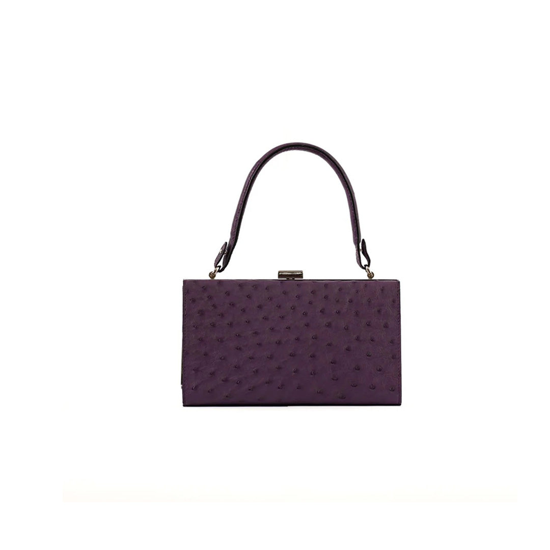 Purple Libby Ostrich Leather Evening Bag