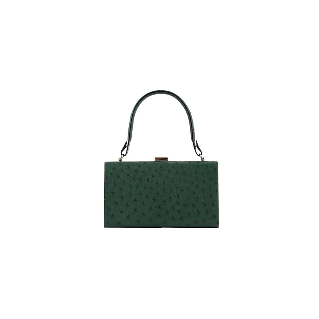 Green Libby Ostrich Leather Evening Bag