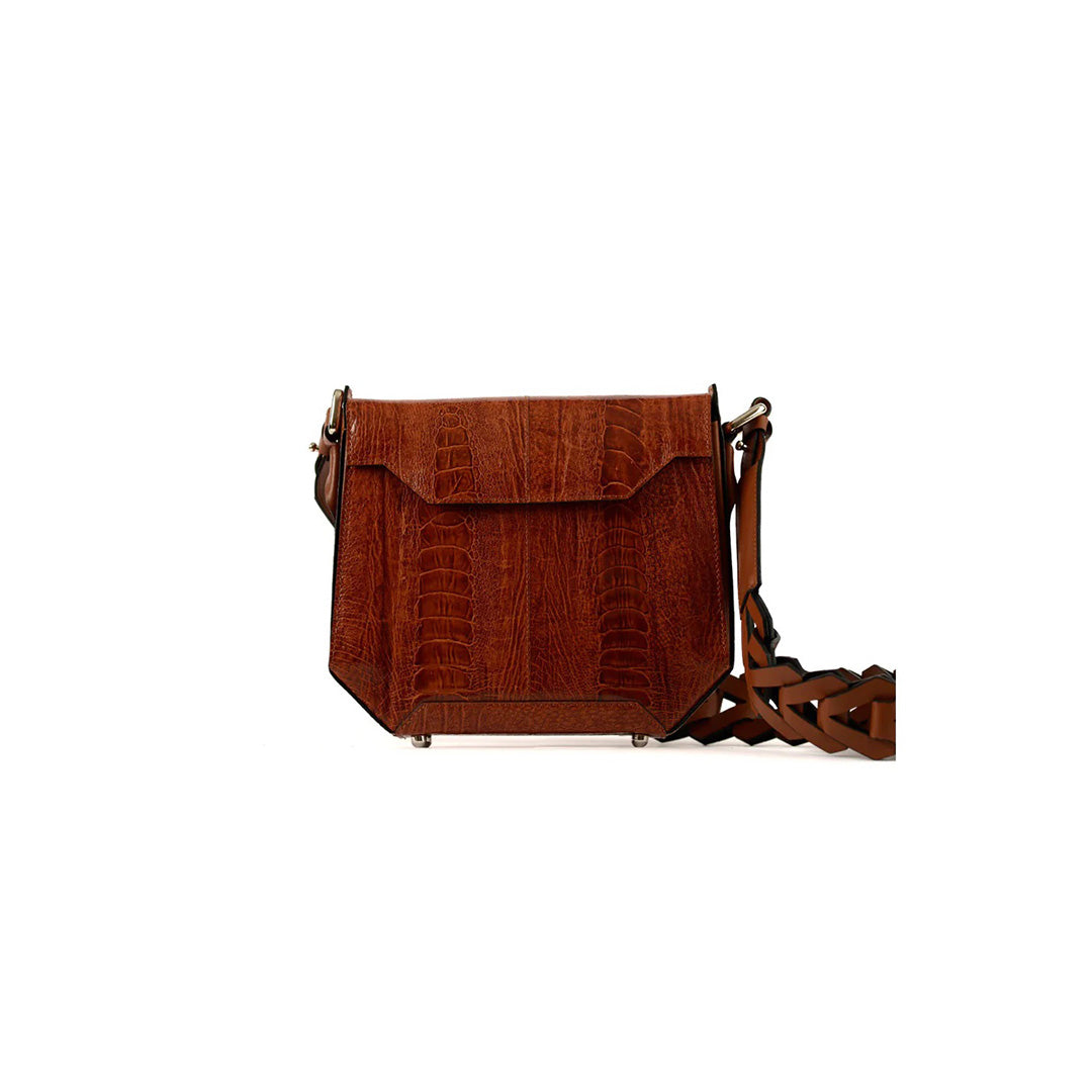 Light Brown Lia Ostrich Leather Shoulder Bag