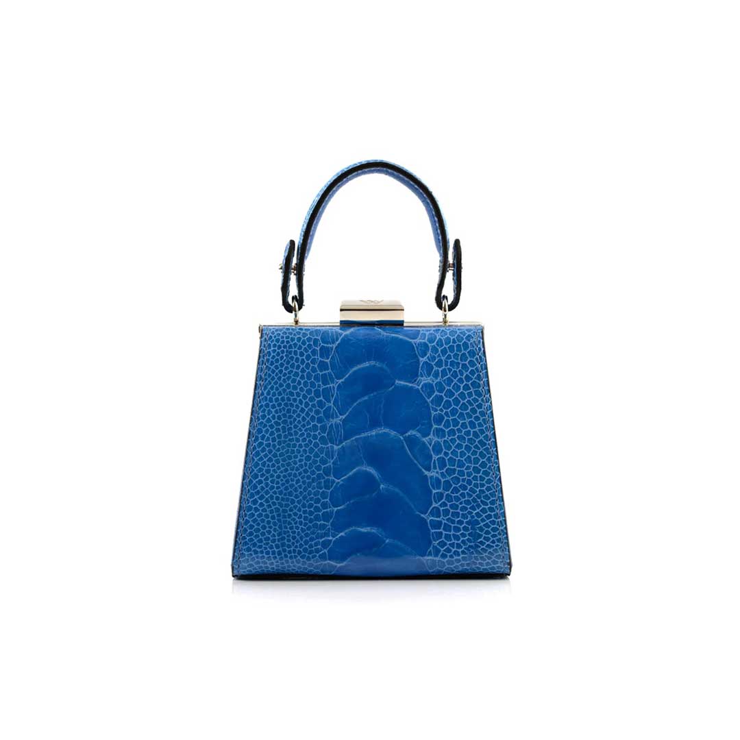 Blue Vegas Ostrich Leg Leather Micro Bag