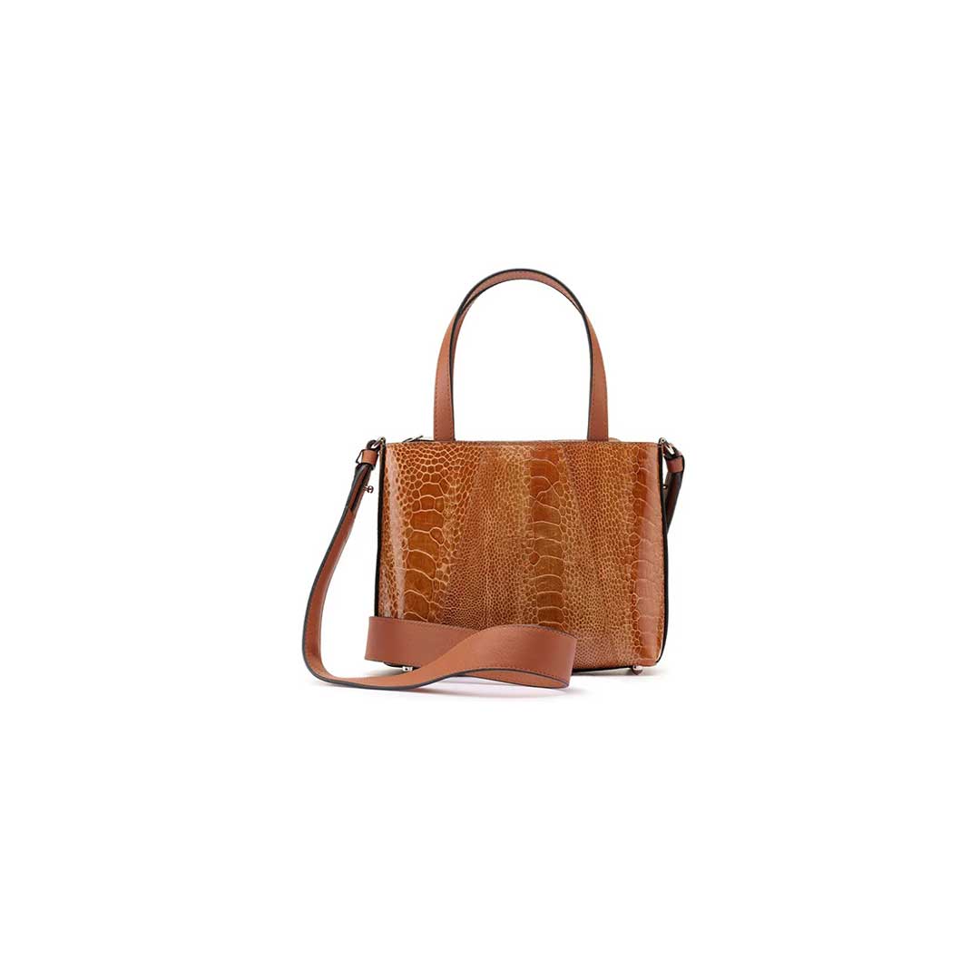 Brown Lily Ostrich Leather Shoulder Bag