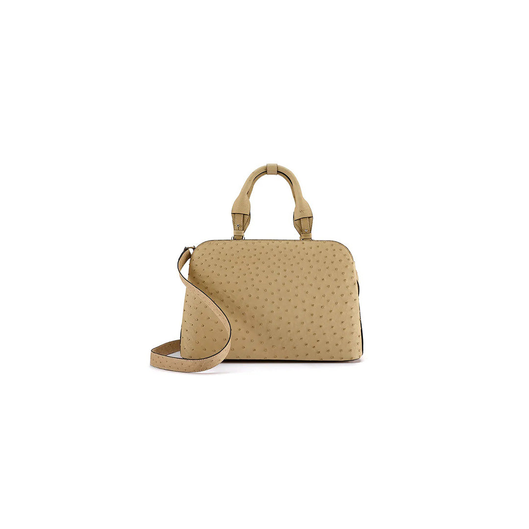 Beige Lexington Ostrich Leather Business Bag