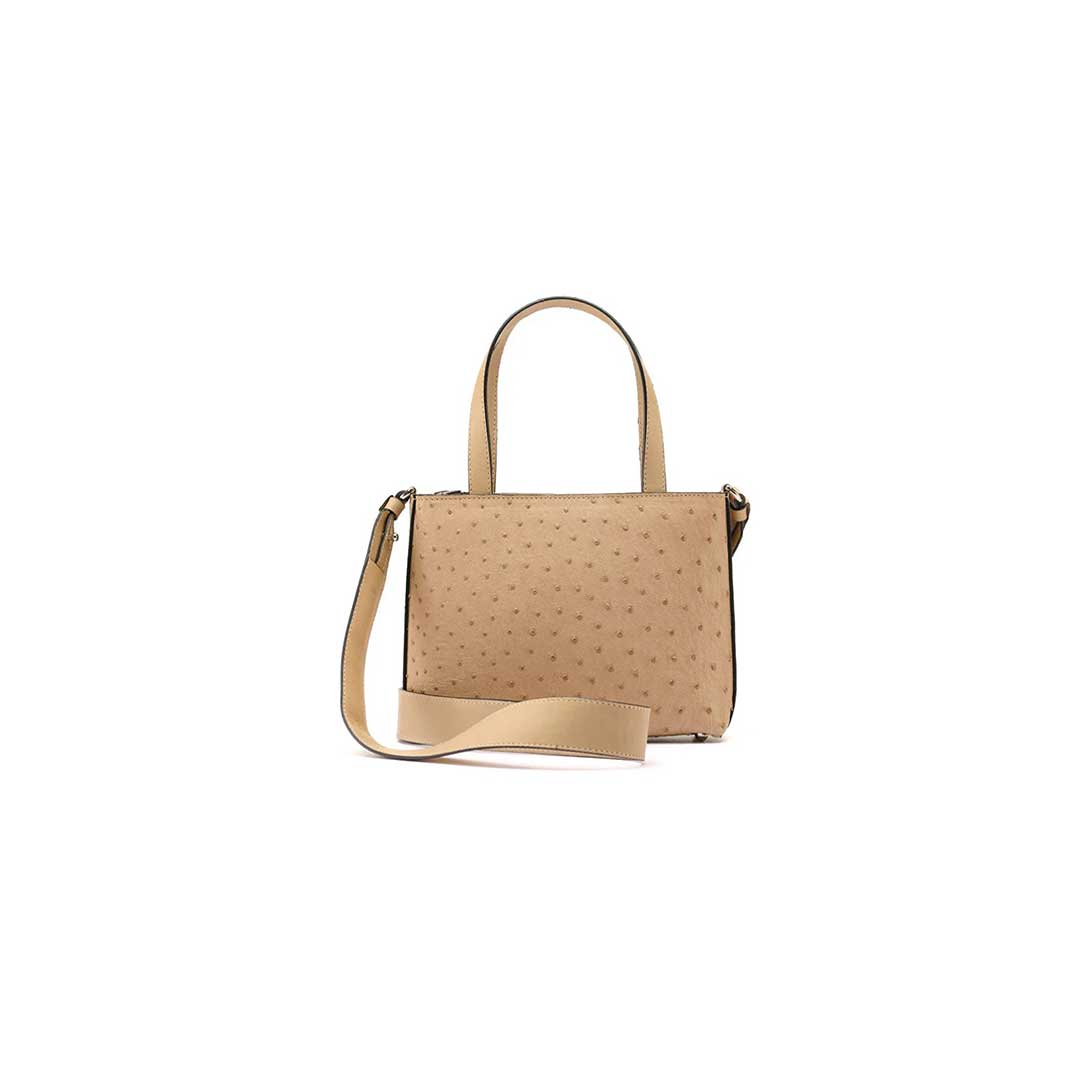 Beige Lily Ostrich Leather Shoulder Bag