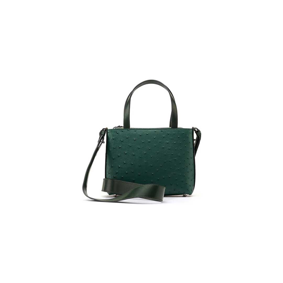 Green Lily Ostrich Leather Shoulder Bag