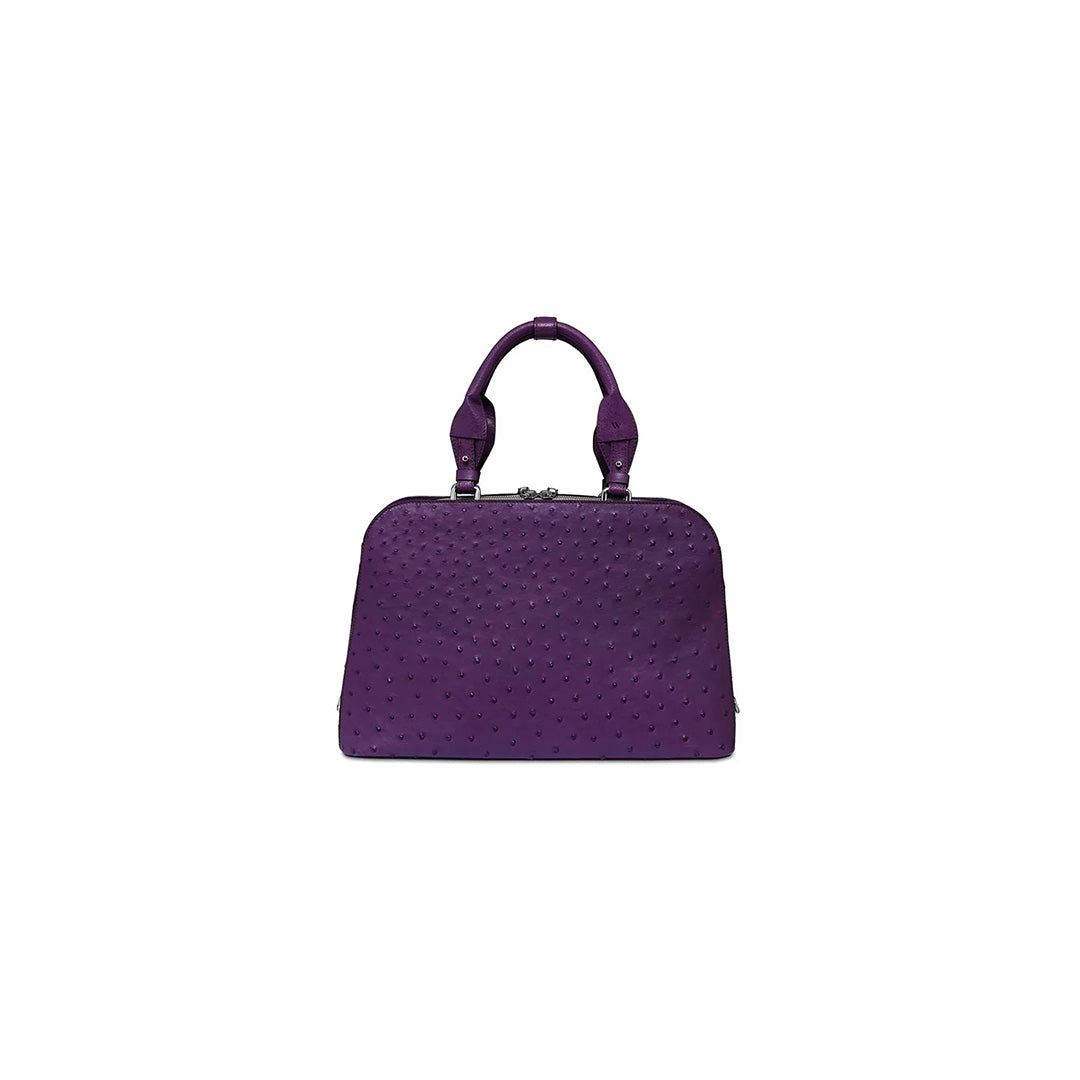 Purple Lexington Ostrich Quill Leather Business Bag