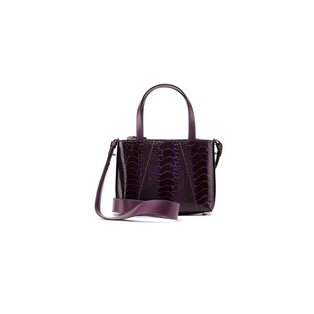Purple Lily Ostrich Leg Leather Shoulder Bag