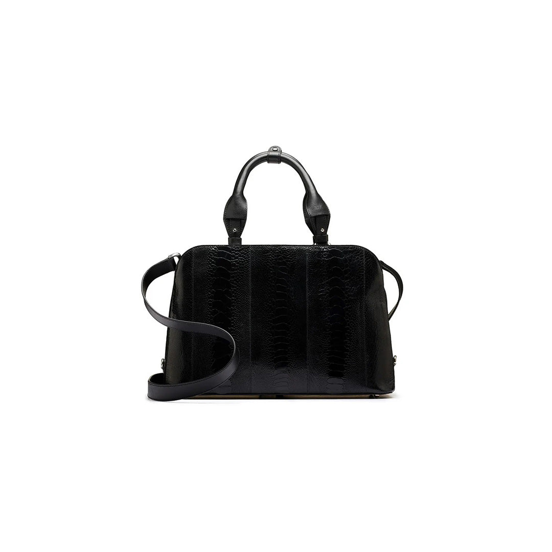 Black Lexington Ostrich Leg Leather Business Bag