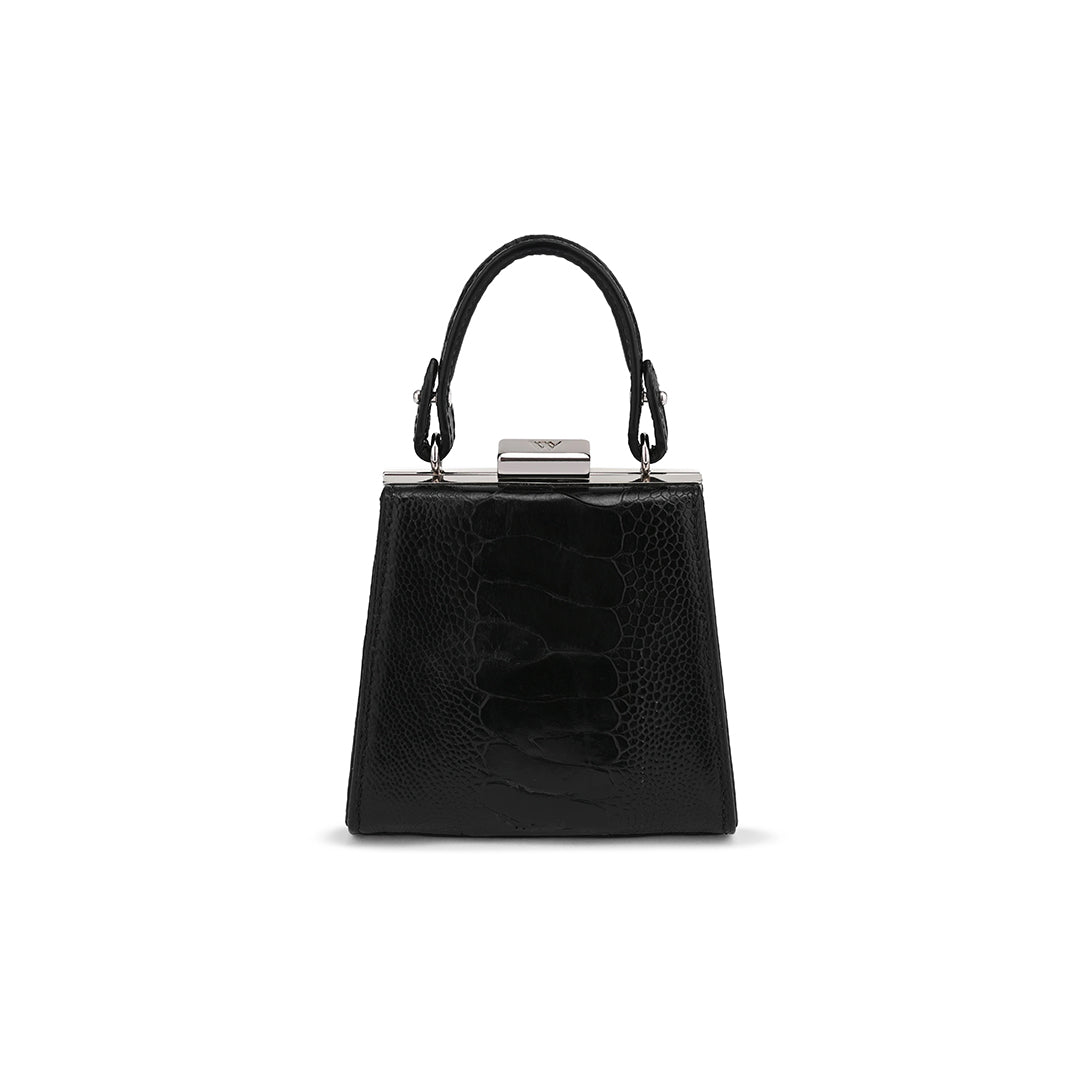 Black Vegas Ostrich Leg Leather Micro Bag