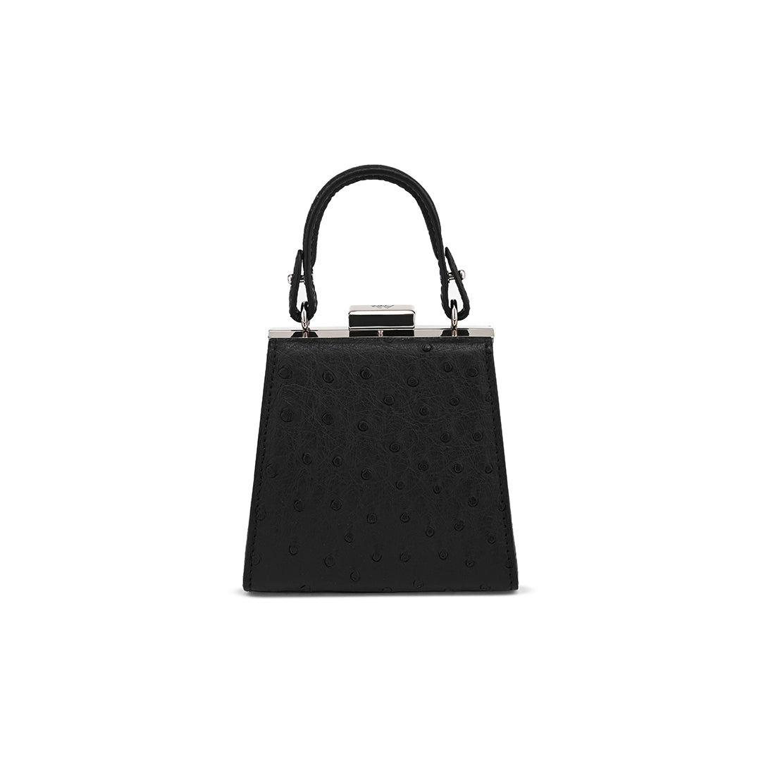 Black Vegas Ostrich Quill Leather Micro Bag