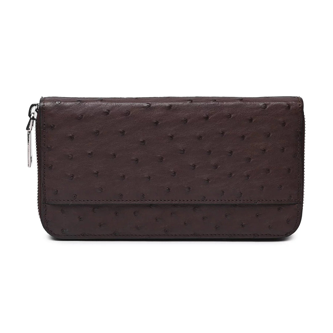 Dark Brown Virginia Ostrich Leather Purse
