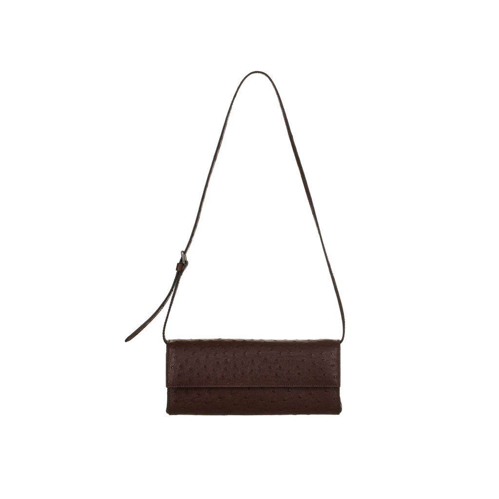 Anna - Dark Brown African Ostrich Quill handbag