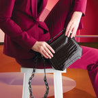 Lia — Green African Ostrich Quill Leather Shoulder Bag