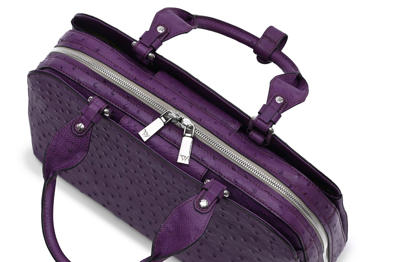 Lexington — Purple African Ostrich Quill Leather Business Bag