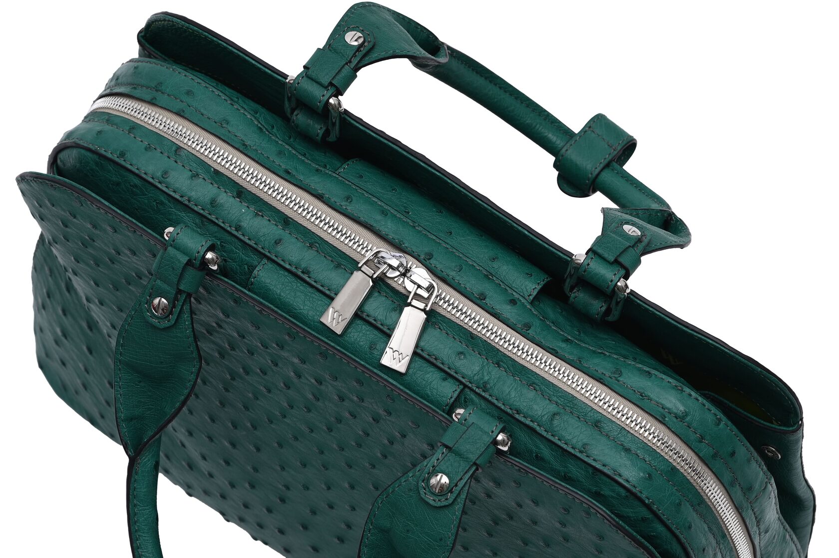 Lexington — Green African Ostrich Leather Business Bag