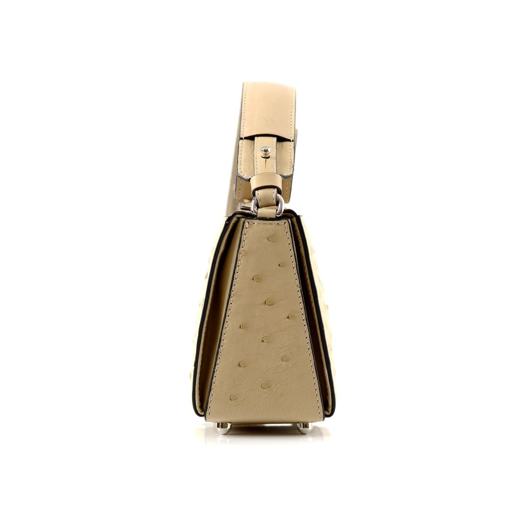 Lottie - Beige African Ostrich Leather Crossbody Bag