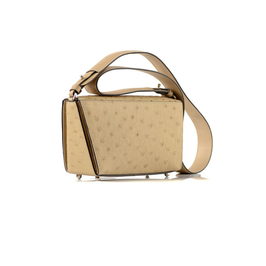 Lottie - Beige African Ostrich Leather Crossbody Bag