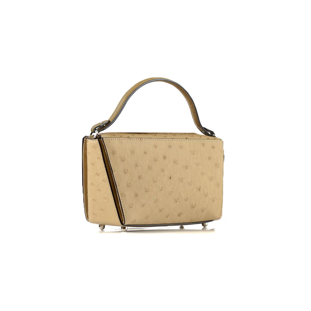 Lottie - Beige African Ostrich Leather Crossbody Bag