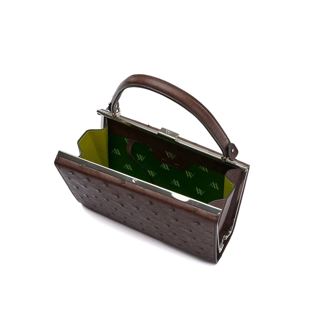 Libby — Dark Brown African Ostrich Leather Evening Bag