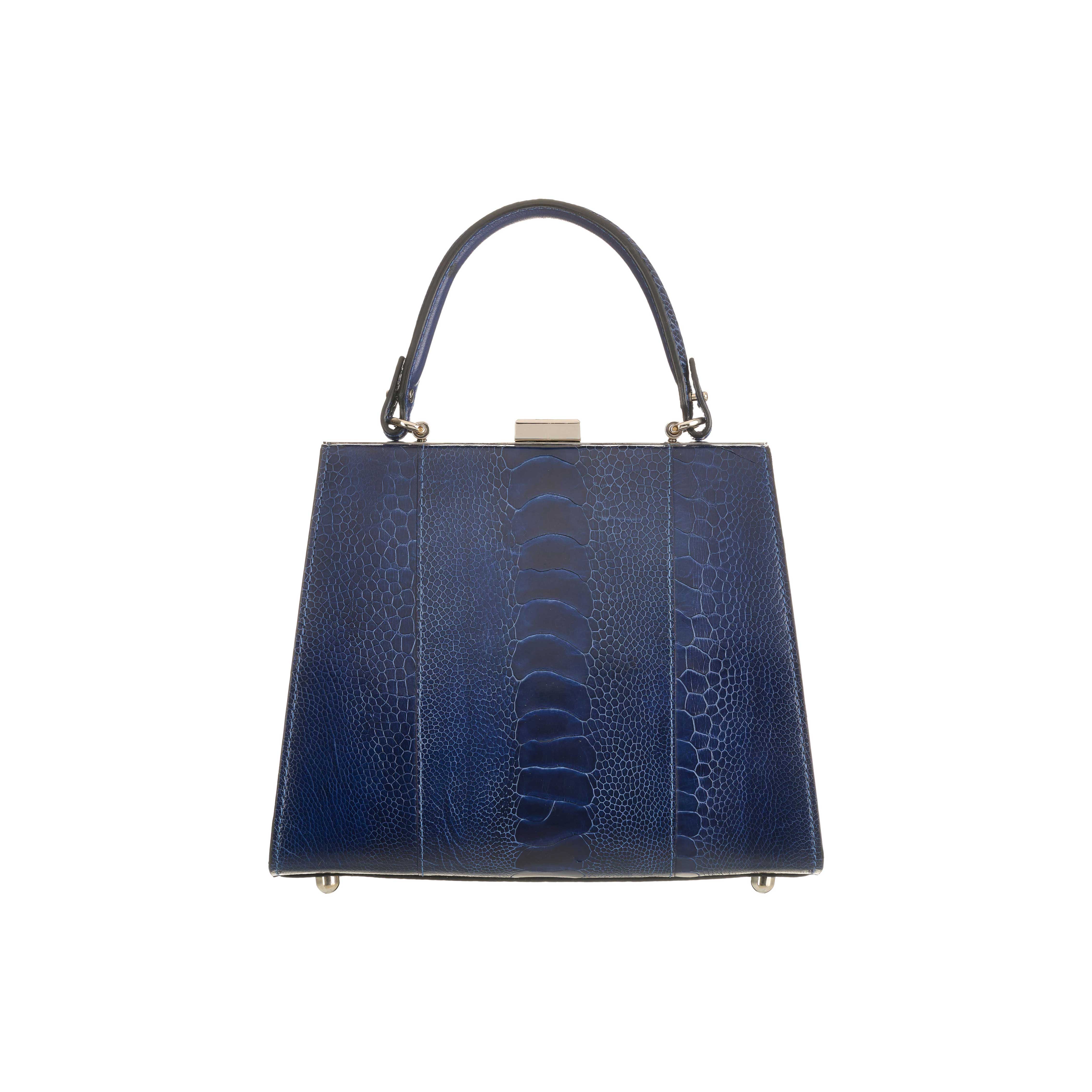 Sophie Blue Ostrich Leather Evening Bag