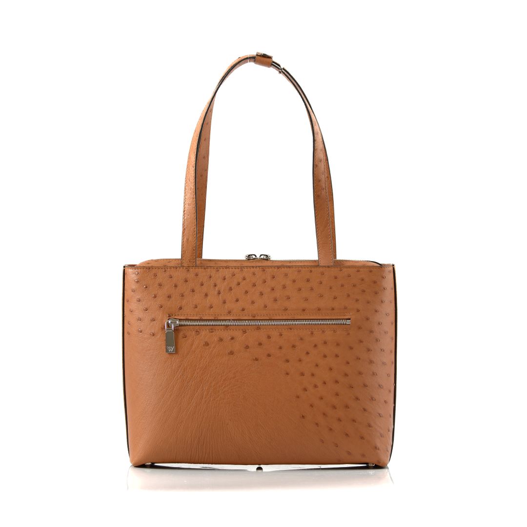 Lilibet — Light Brown African Ostrich Leather Tote Bag