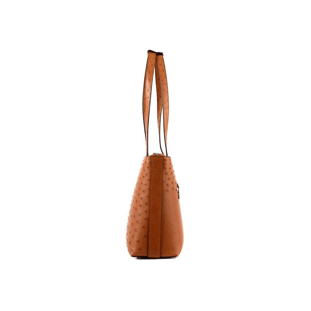 Lilibet — Light Brown African Ostrich Leather Tote Bag