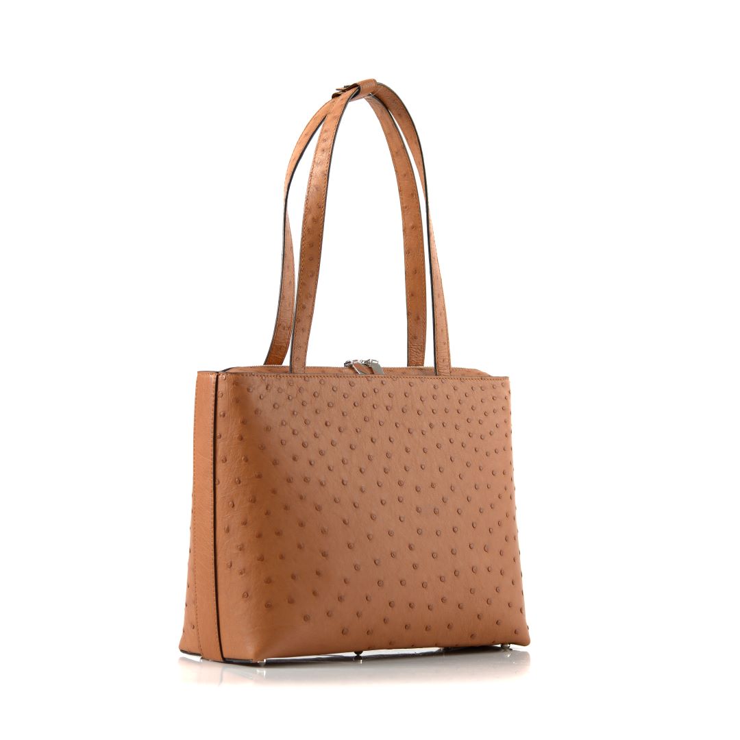 Lilibet — Light Brown African Ostrich Leather Tote Bag