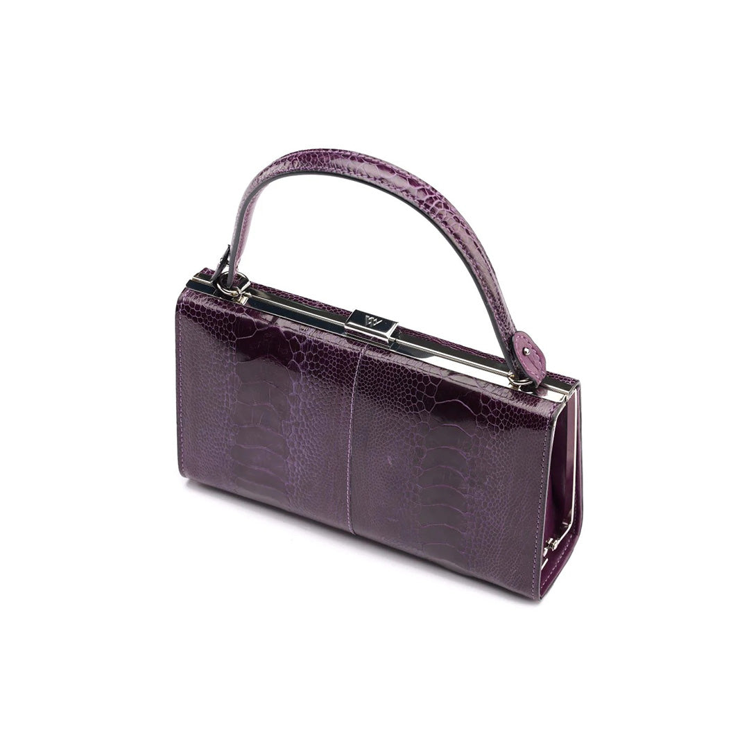 Libby — Purple African Ostrich Leg Leather Evening Bag