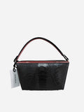 Lottie - Black with Pink African Ostrich Leg Leather Crossbody Bag