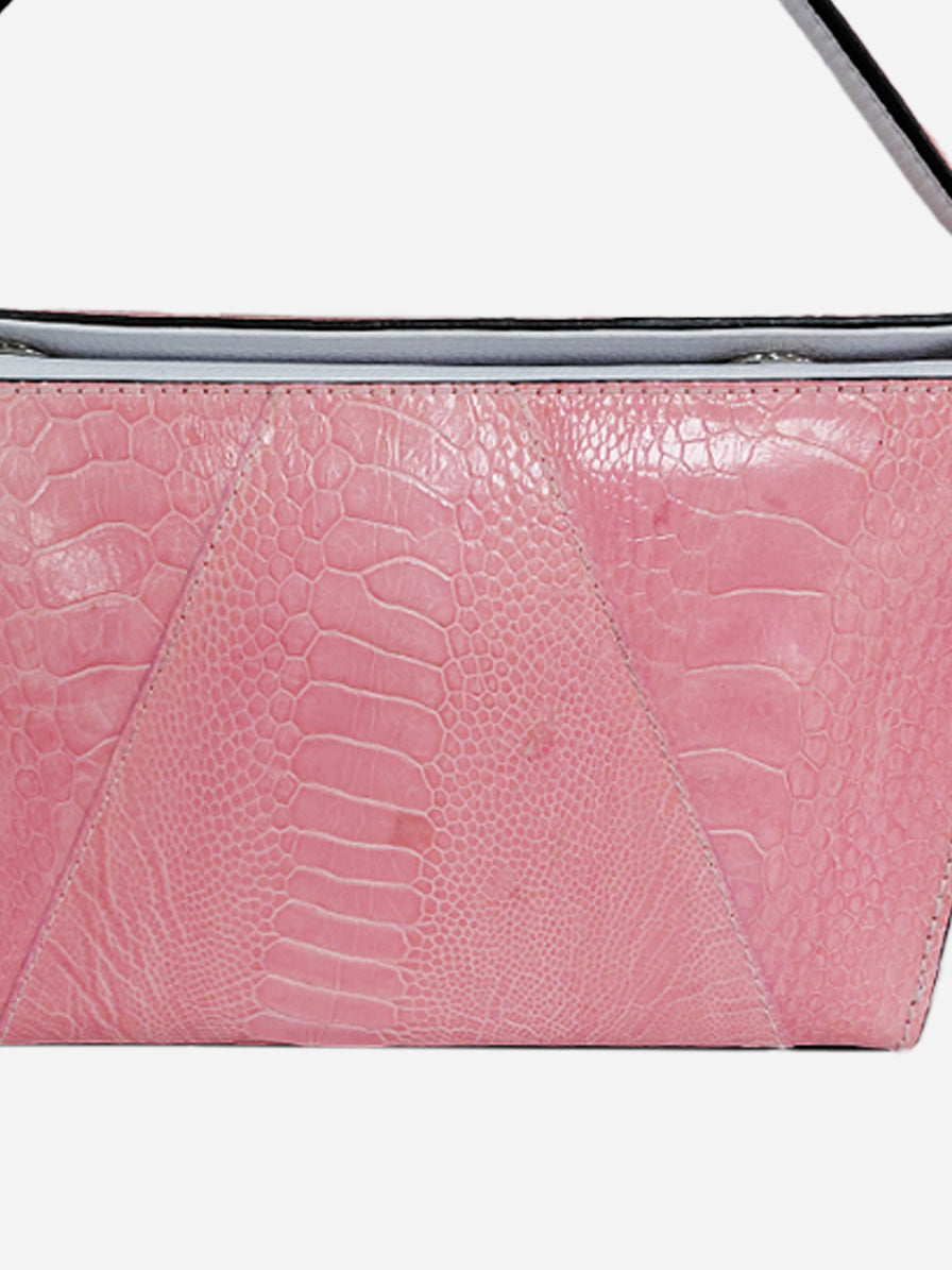 Lottie - Pink African Ostrich Leg Leather Crossbody Bag