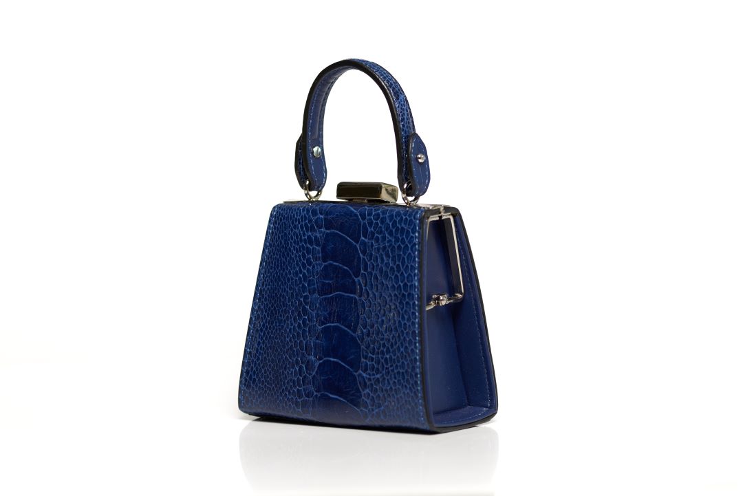 Vegas — Blue African Ostrich Leg Leather Micro Bag