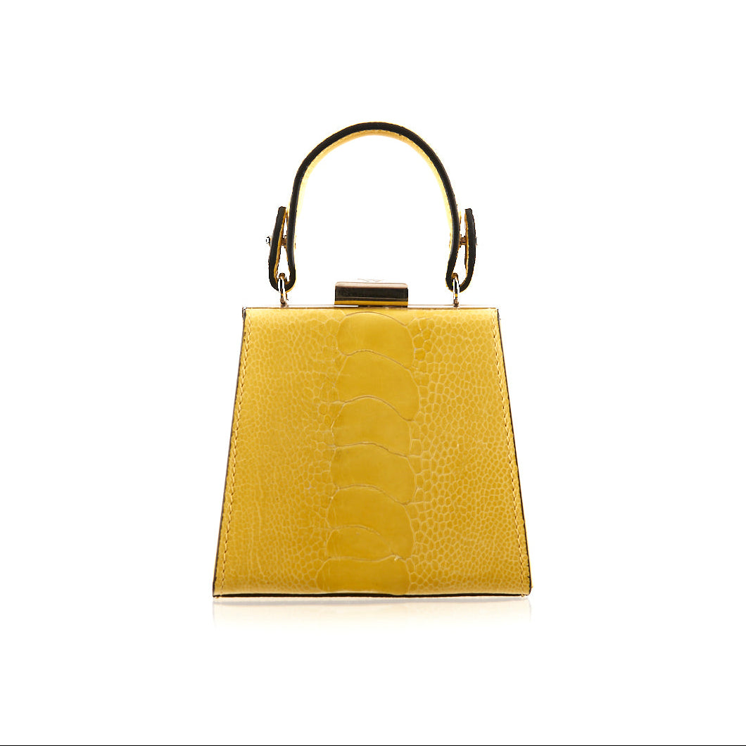 Vegas — Yellow African Ostrich Leg Leather Micro Bag
