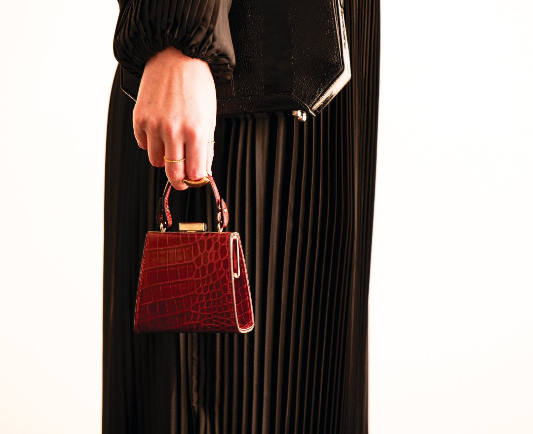 Vegas — White African Ostrich Leg Leather Micro Bag