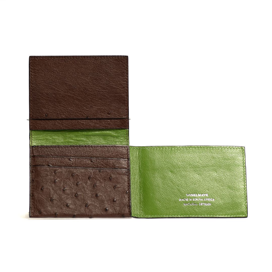 Montana — Dark Brown African Ostrich Quill Leather Trifold Wallet with RFID