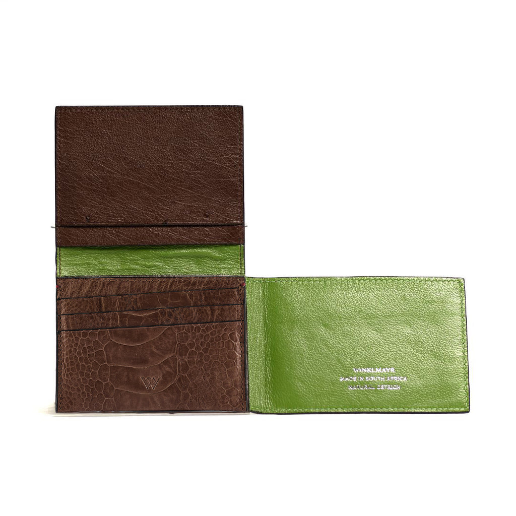 Montana — Dark Brown African Ostrich Leg Leather Trifold Wallet with RFID