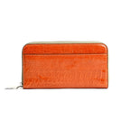 Virginia — Orange African Ostrich Leg Leather Long Wallet Purse