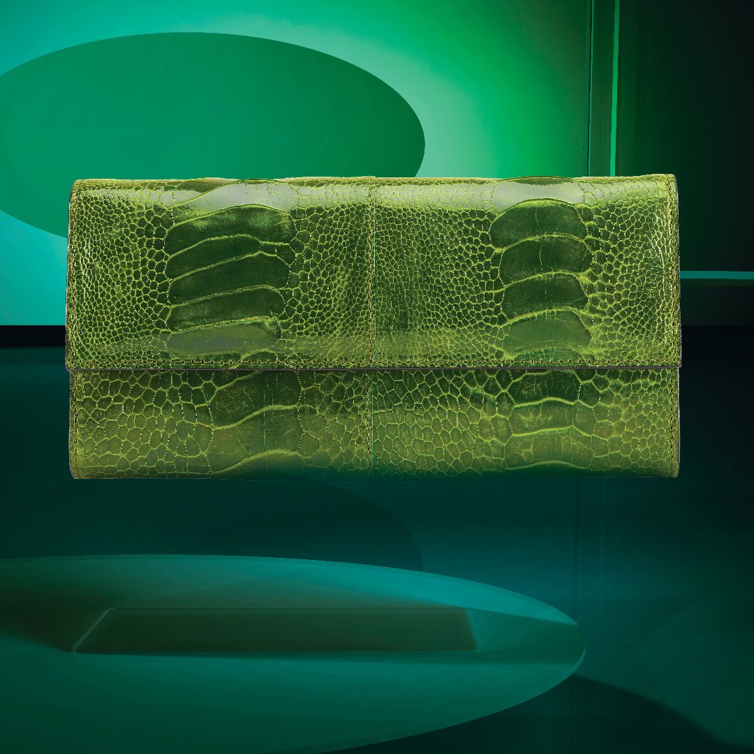 Mississippi - Orange Ostrich Leg Leather Purse